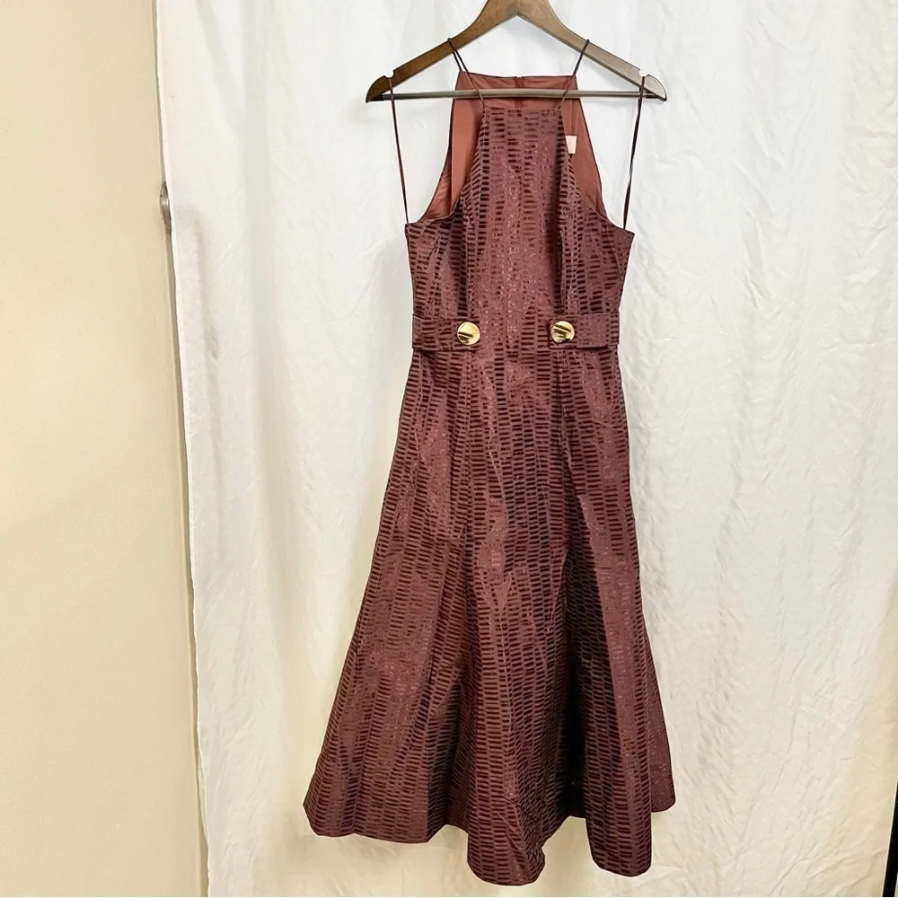 ANTHROPOLOGIE | KEEPSAKE THE LABEL NWOT HALTER NECK PRINTED FLARE DRESS SMALL - Picture 2 of 10